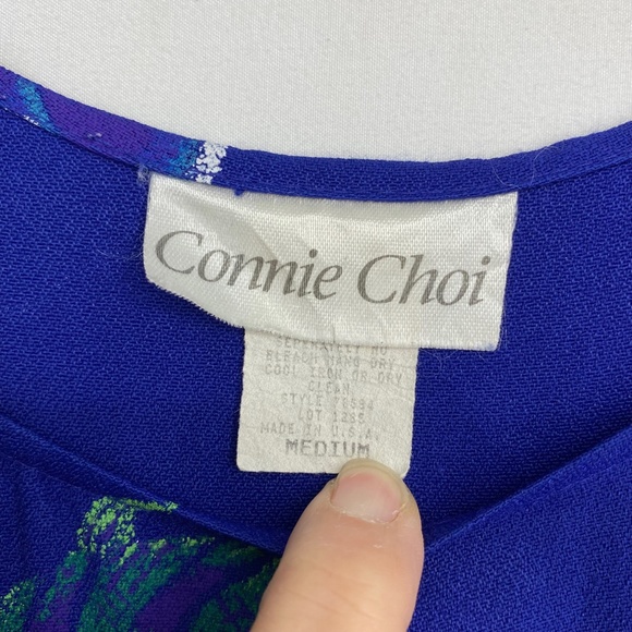 Connie Choi Womens Medium Sleeveless Maxi Dress Blue Fish Seashell Print Vintage - Picture 6 of 11